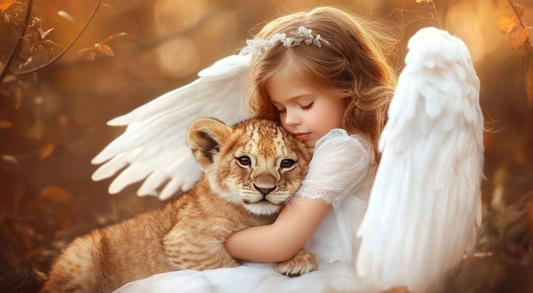 flicka angel kramar lejonunge visualisering