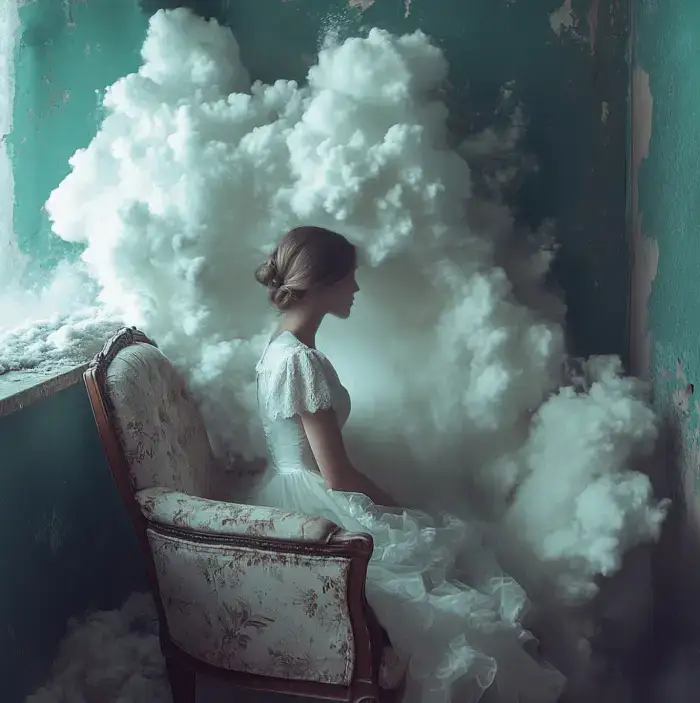 flicka i rum fatolj moln (1)