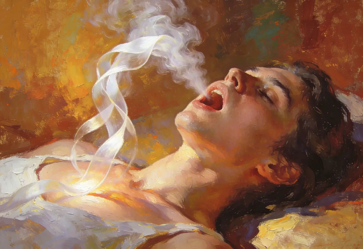 oljemalning kvinna breathwork imagination