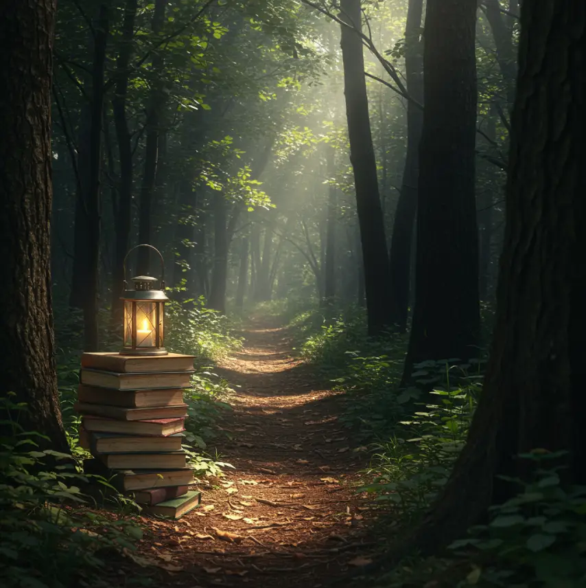 skogsstig bocker lykta information visualisering healing